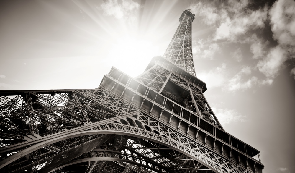 Eiffel Tower in b&w, Paris, France