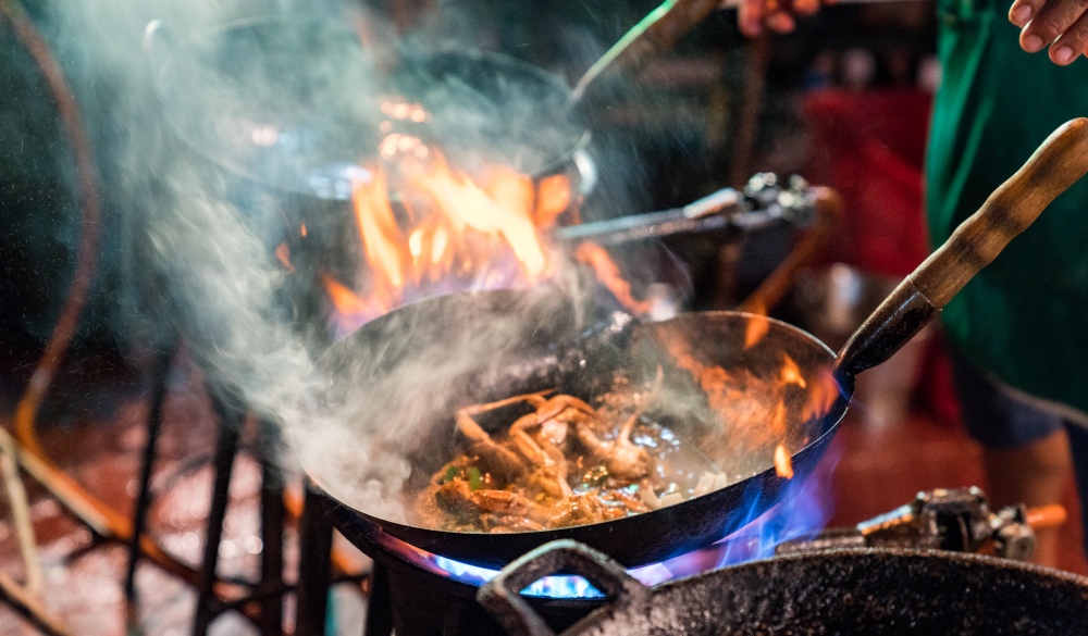 Street food cooking in Chinatown Bangkok