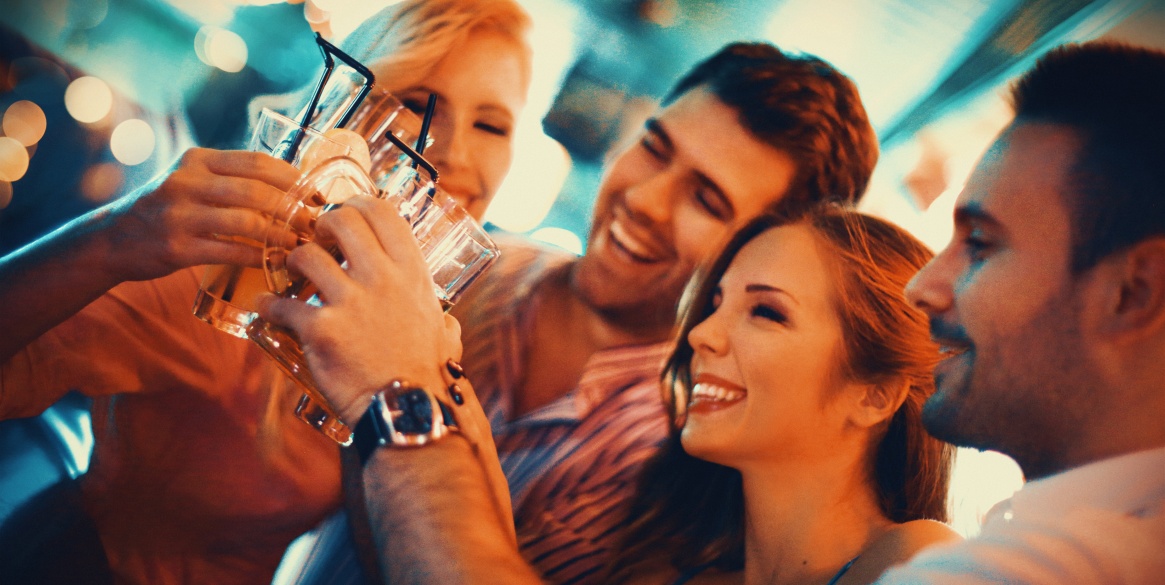 Group of young adults on a night out.