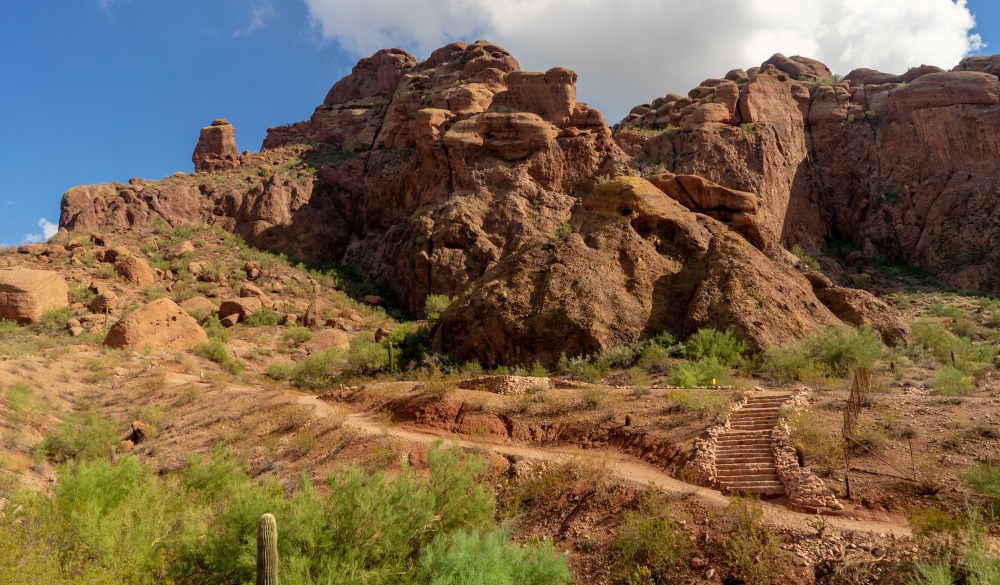 Camelback Mountain Echo Canyon recreation area trail in Phoenix, Arizona.