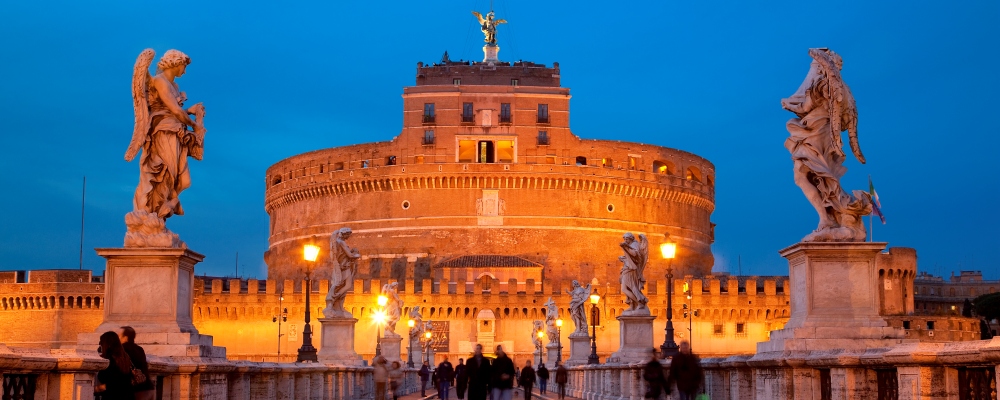 Sant'Angelo Bridge and Castel Sant'Angelo at night