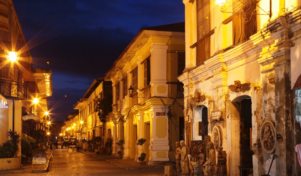 Calle Crisologo at night, Vigan, Ilocos Sur, Philippines