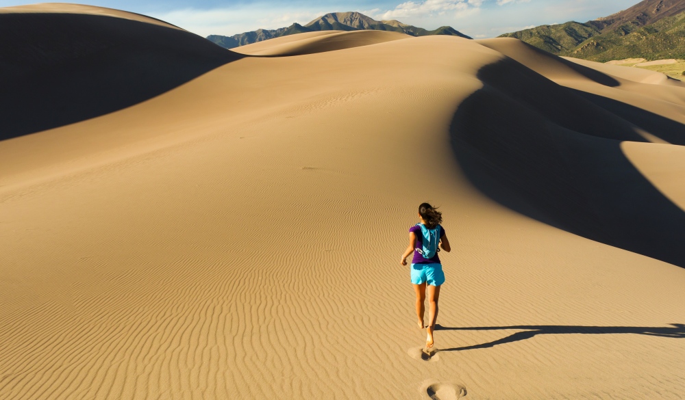 Running on Great Sand Dunes National Park,