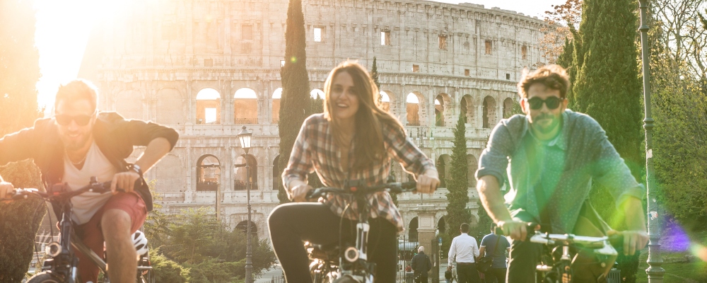 tourists riding bikes in colle oppio 