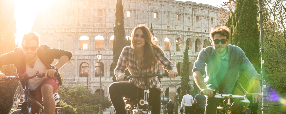 tourists riding bikes in colle oppio