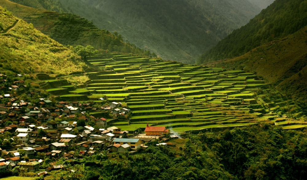  mountain beside rice terrace in Philippines.