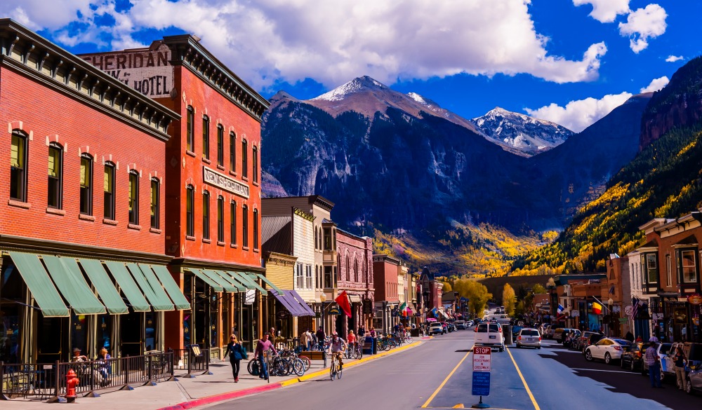 Main Street (West Colorado Avenue), Telluride, Colorado USA.