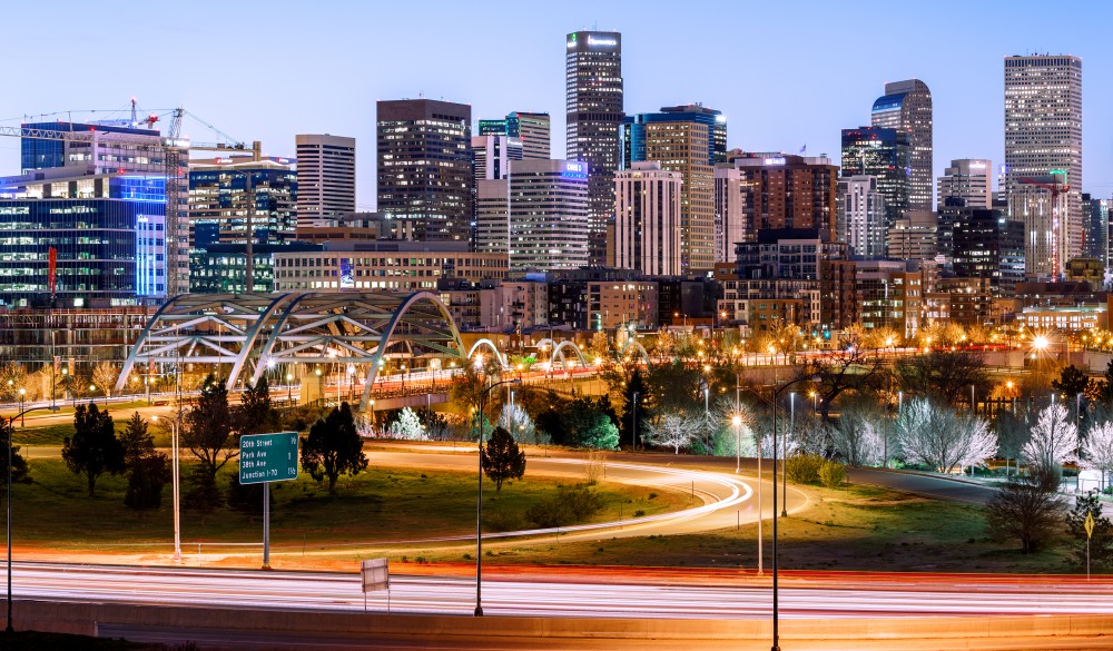 South Platte River Bridge, Speer Blvd Bridge, Denver, Colorado, America, road trip