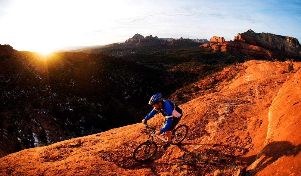 Biking through the red rock country, best mountain bike trail 