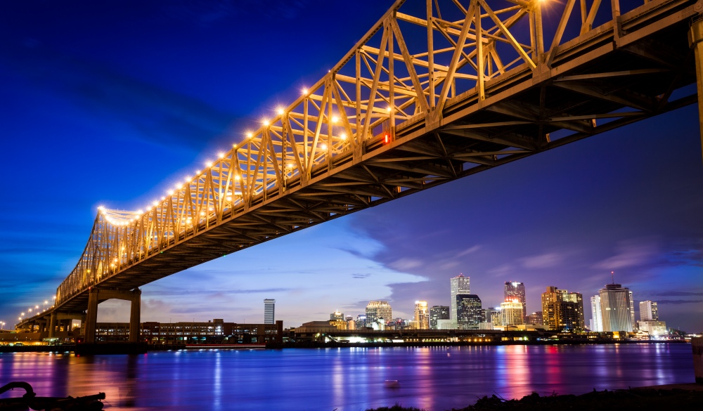 New Orleans Skyline at Night, Louisiana, USA