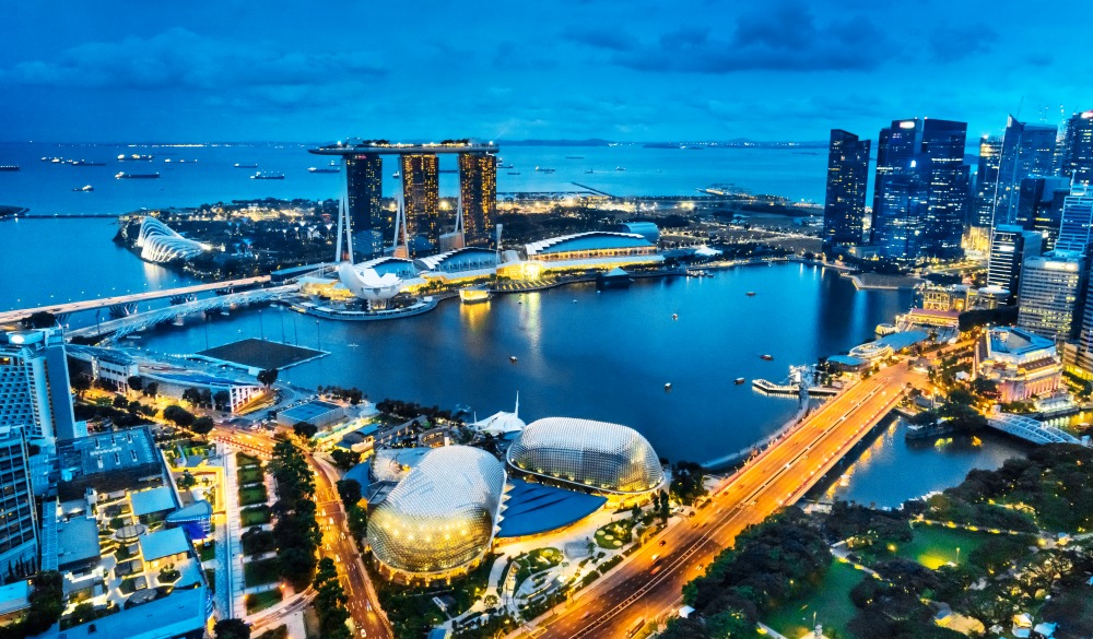 Aerial view of Marina Bay