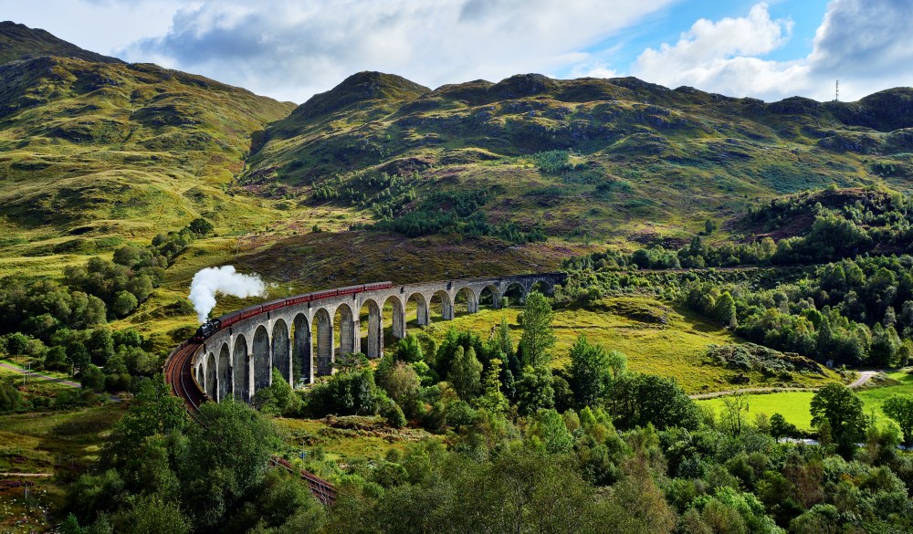 Glenfinnan viaduct with a steam train, ultimate bucket list