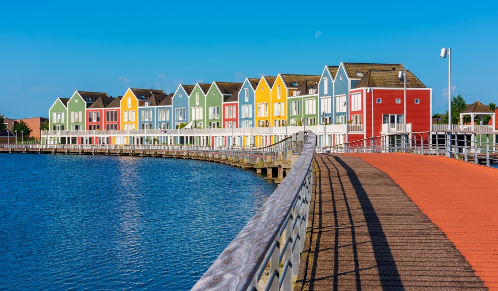 Modern Multi Colored houses in Houten Netherlands, hidden gems in europe