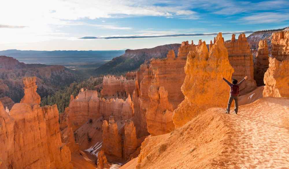 Mature woman hiking Bryce Canyon National Park, ultimate travel bucket list