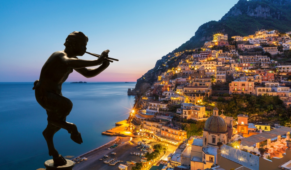 Statue of the God Pan over Positano.