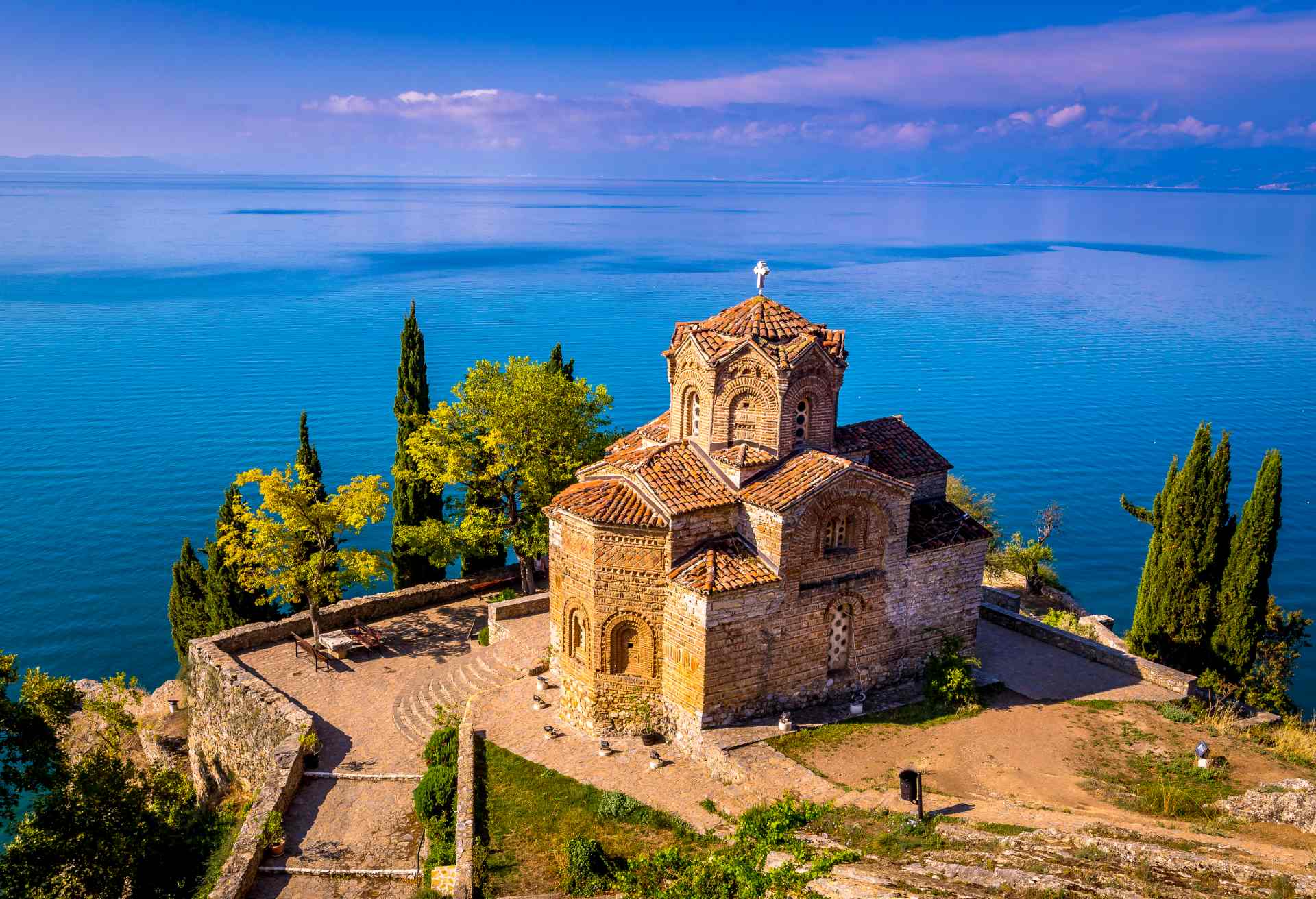 Church of Saint John the Theologian at Kaneo, overlooking Ohrid lake, Macedonia.