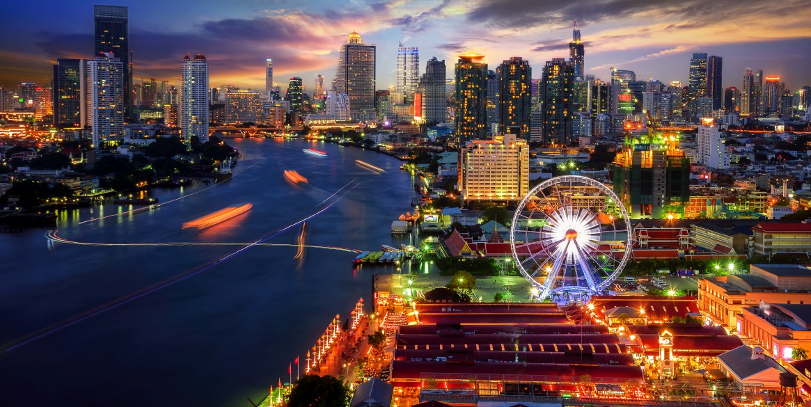 Bangkok cityscape. Bangkok night view in the business district. at twilight