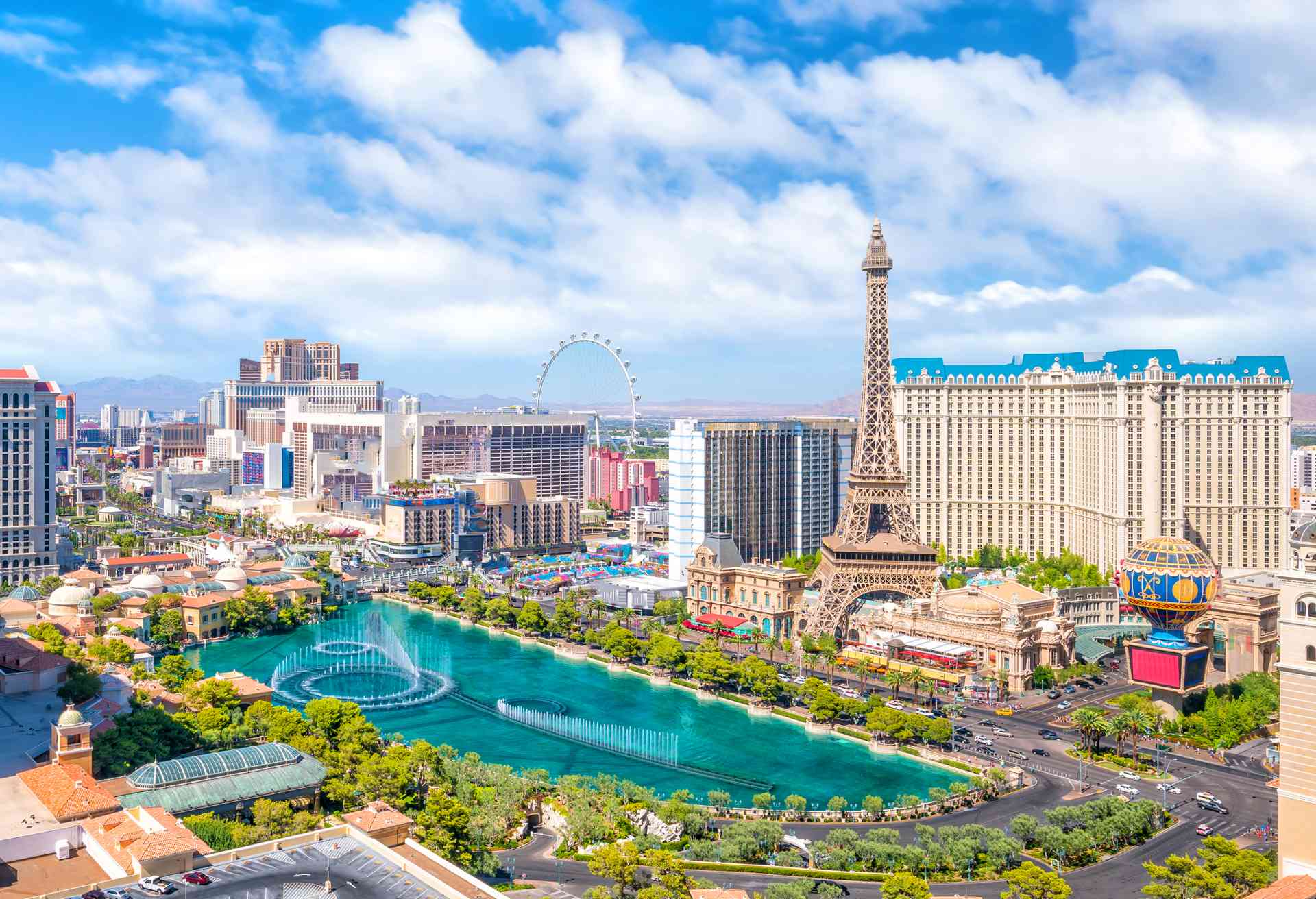 Aerial view of Las Vegas strip in Nevada