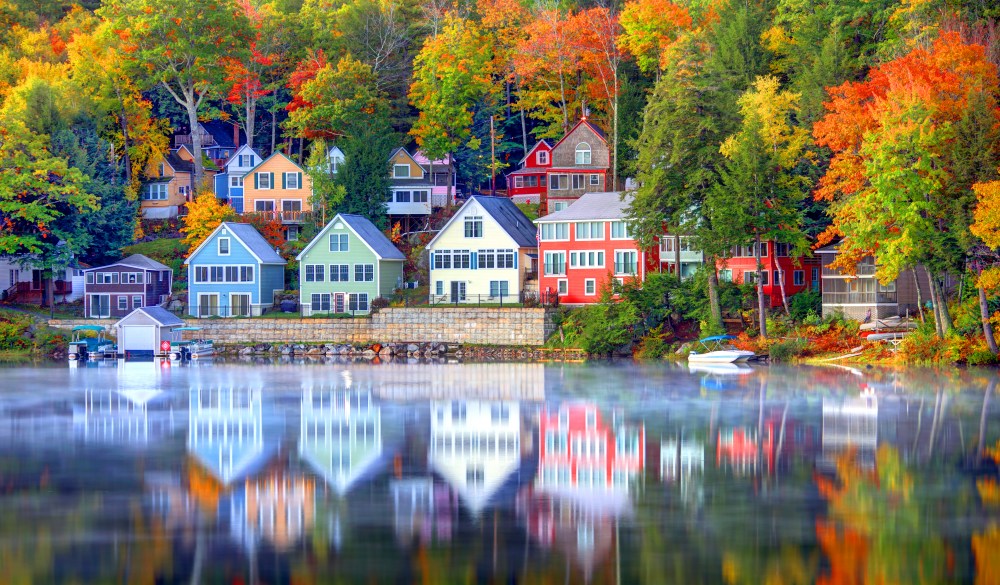 Autumn on Lake Winnipesaukee in New Hampshire