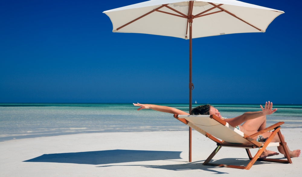 happy woman at the beach