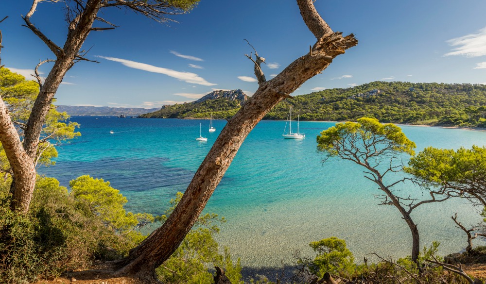 The Bay Of The Alycastre And Its Beach Notre Dame On The Island Of Porquerolles