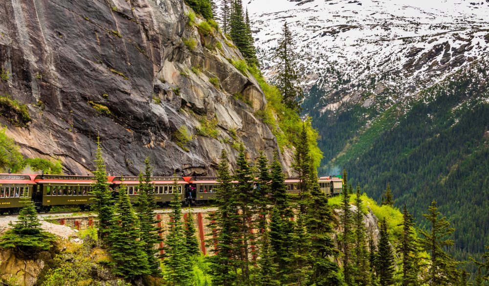 The White Pass & Yukon Route Railroad, a narrow gauge railroad between Skagway, Alaska USA and Whitehorse, Yukon.