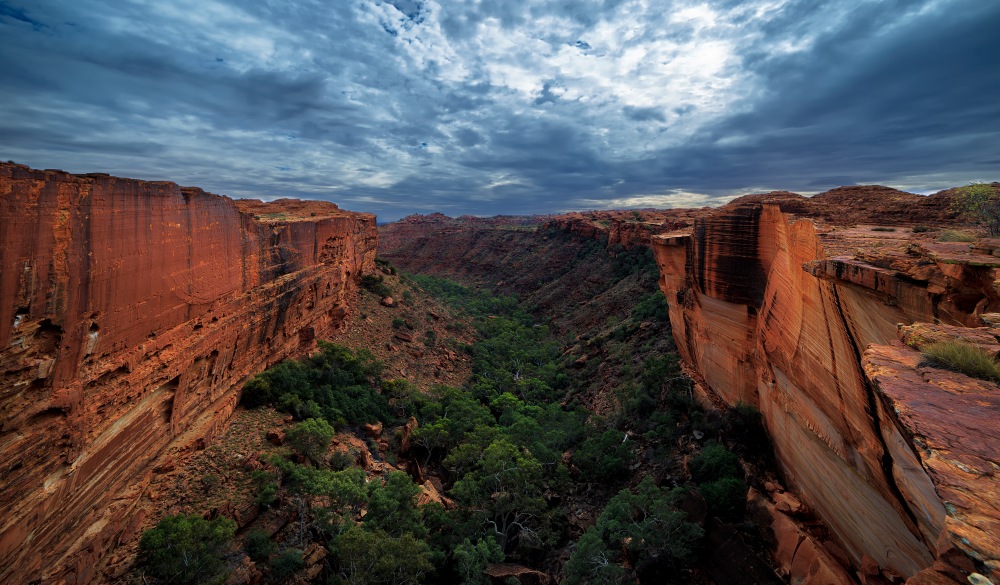 Rock Formations At Kings Canyon Against Cloudy Sky, australian road trip destination