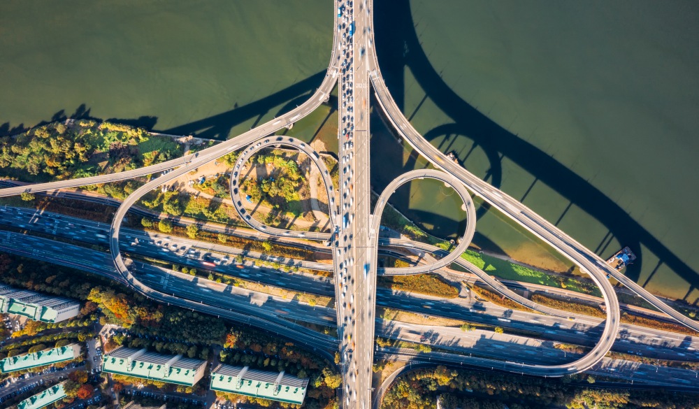 Top view of Highway road junctions