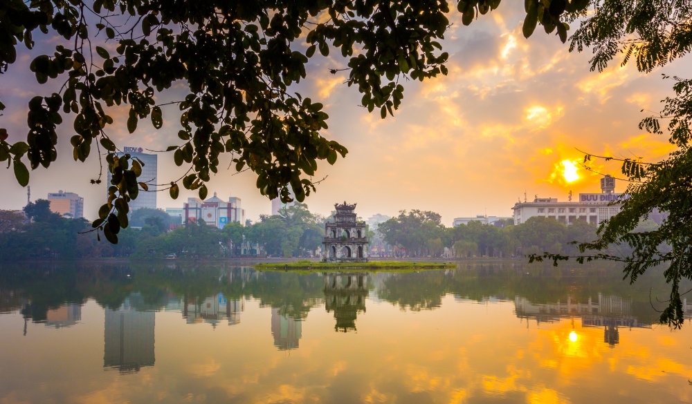 The First Light of the Day at Hoan Kiem Lake Hanoi