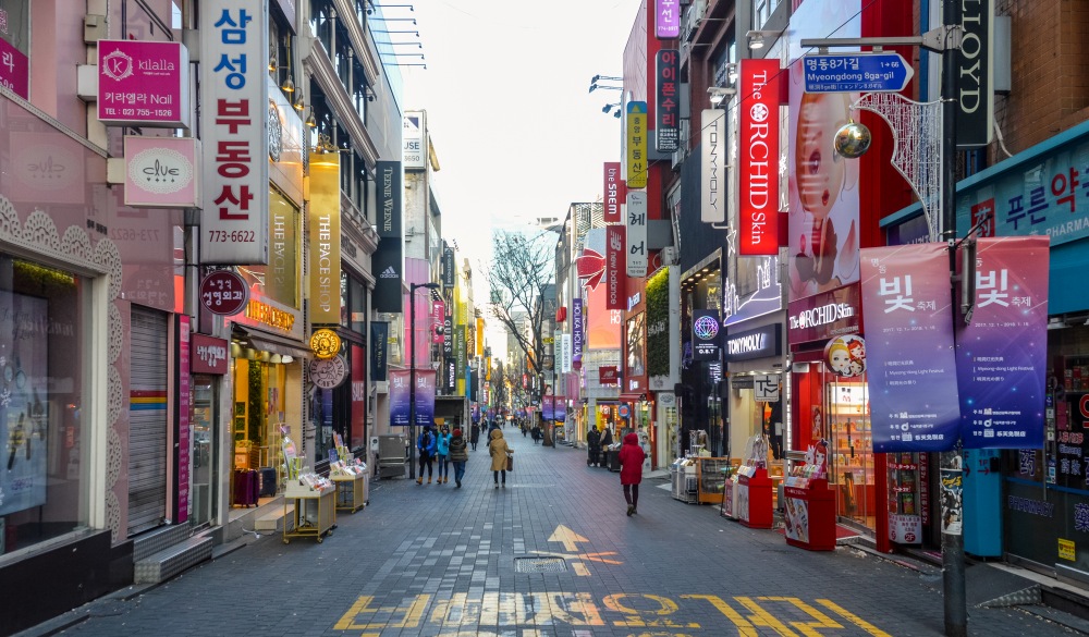 Myeongdong district of Seoul, South Korea