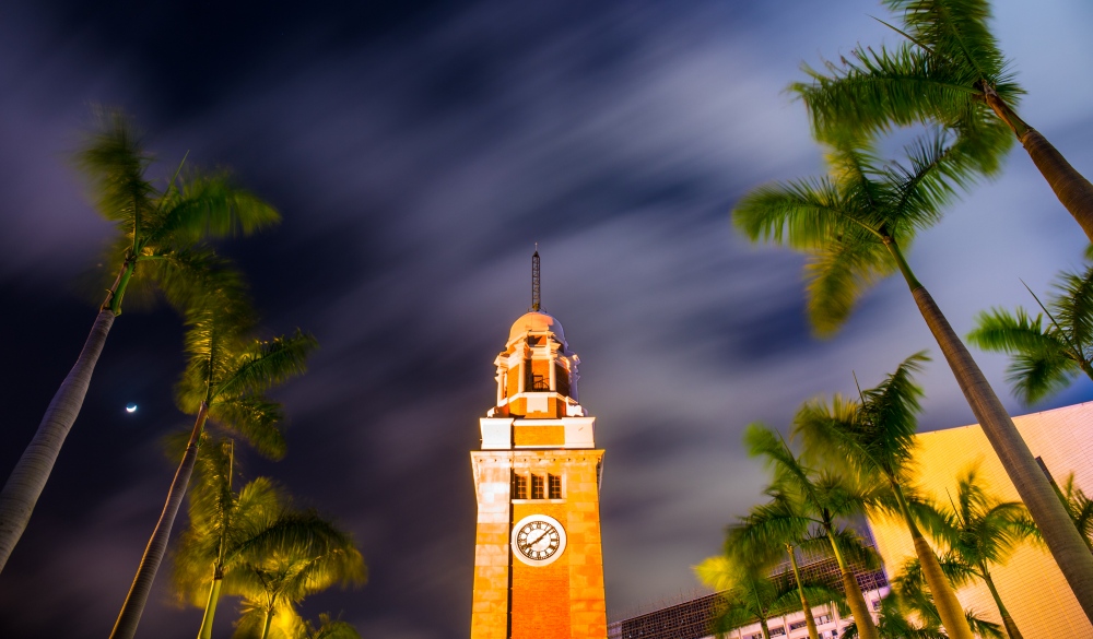 Low Angle View Of Clock Tower Amidst Trees Against Sky