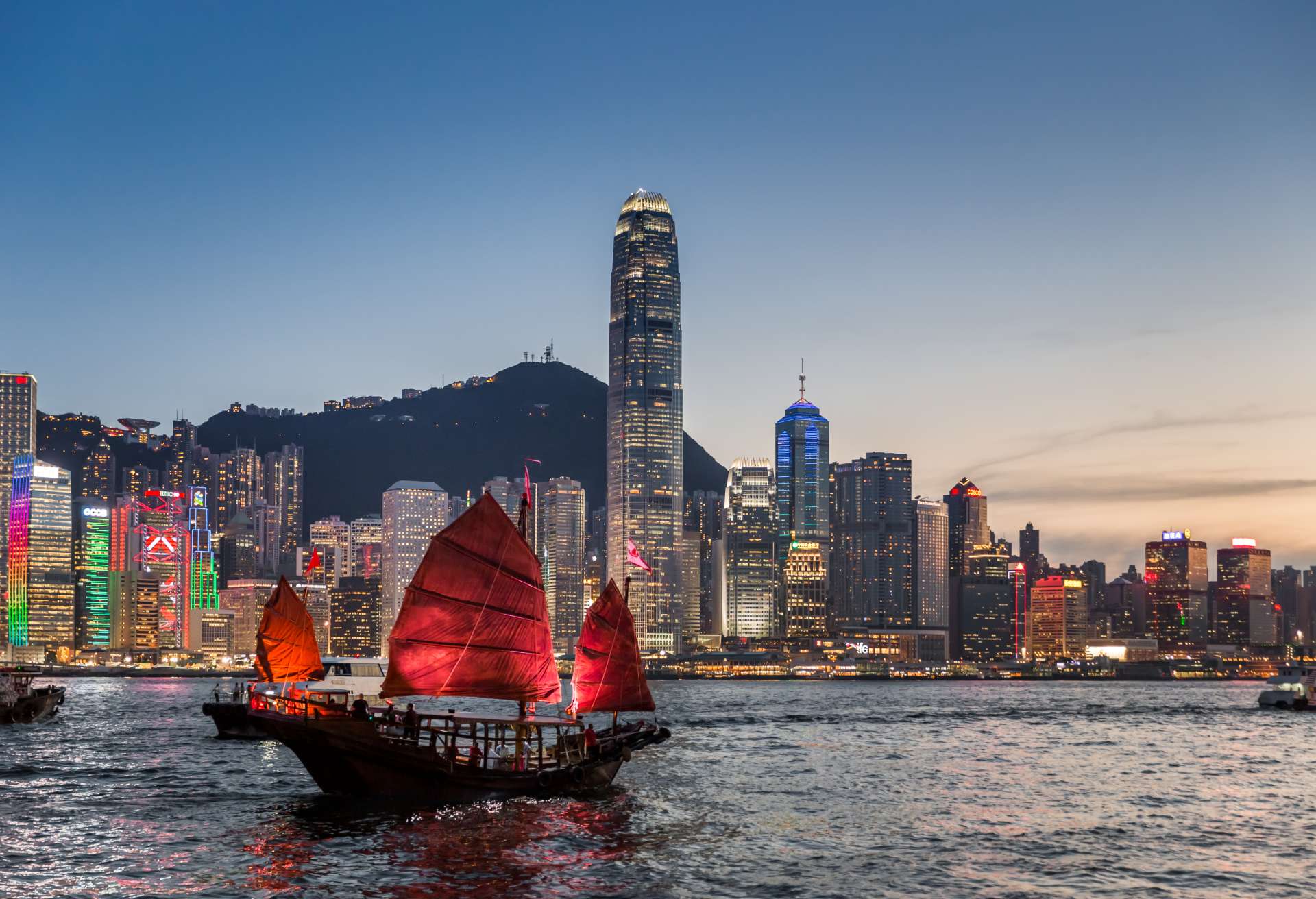 Traditional Junk Boat at Dusk