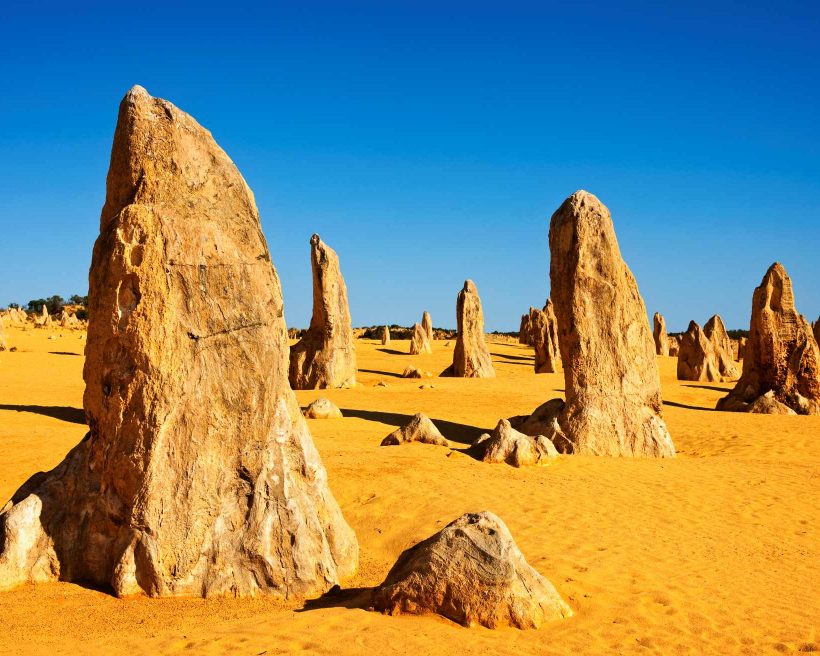 Rock formations in remote desert field