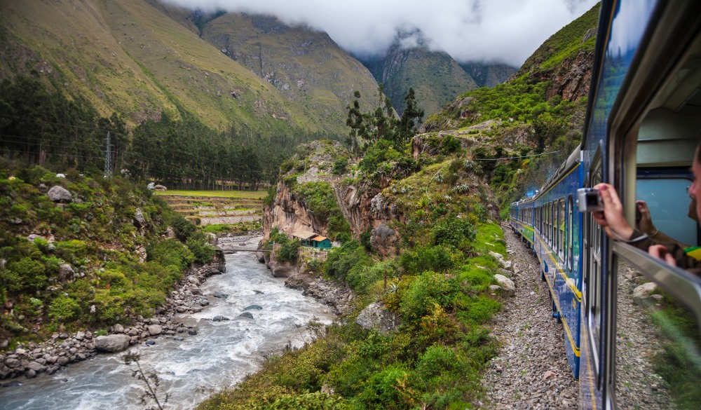 Train from Cuzco to Machu Pichu., scenic train ride