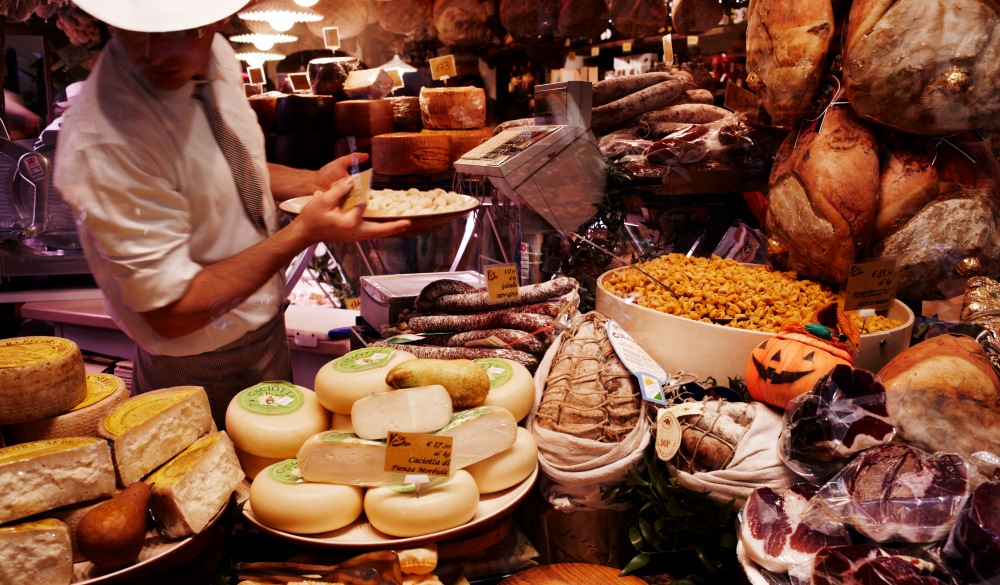 Traditional food shop window display