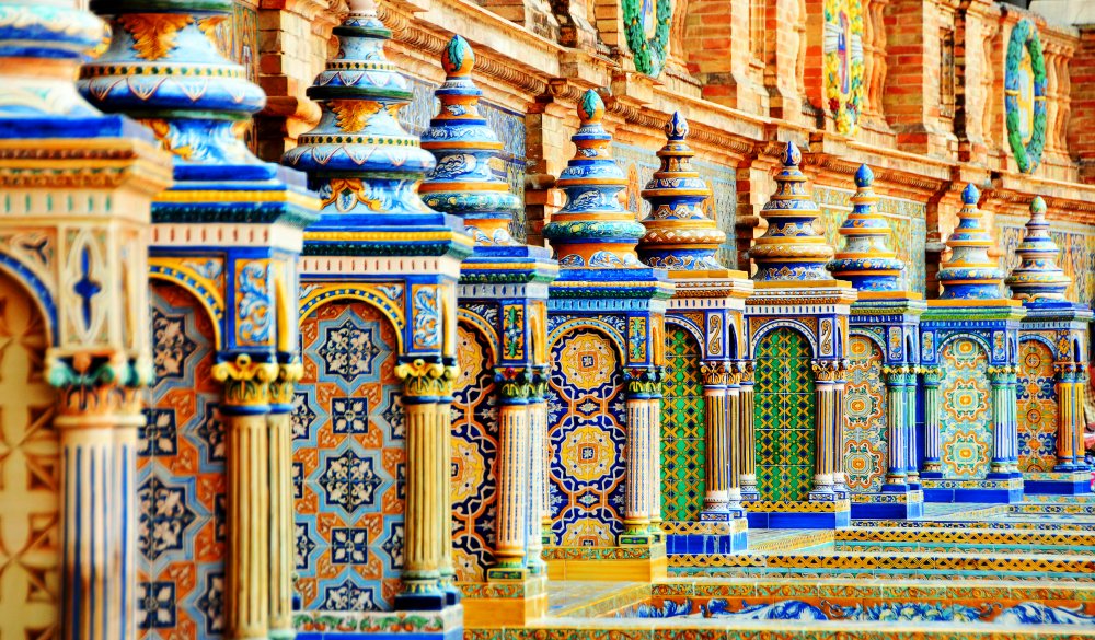 Ceramic balustrade, Seville, Andalusia, Spain