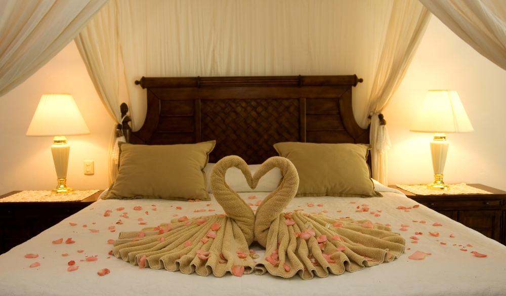 Beautiful Romantic Honeymoon Hotel Suite, Empty, Copy Space