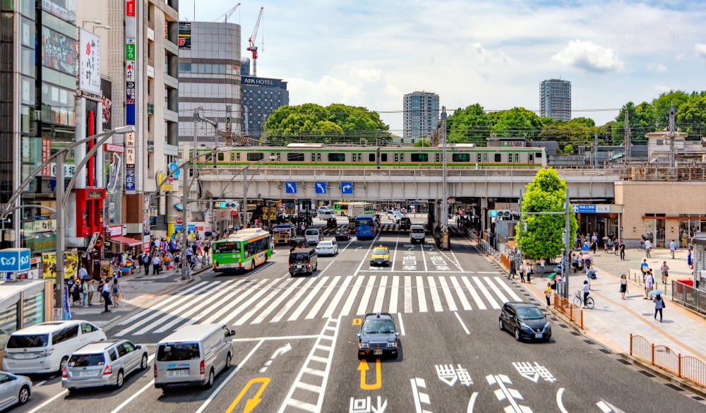 Ueno Shopping Street in front of Ueno Station in Summer, Japan