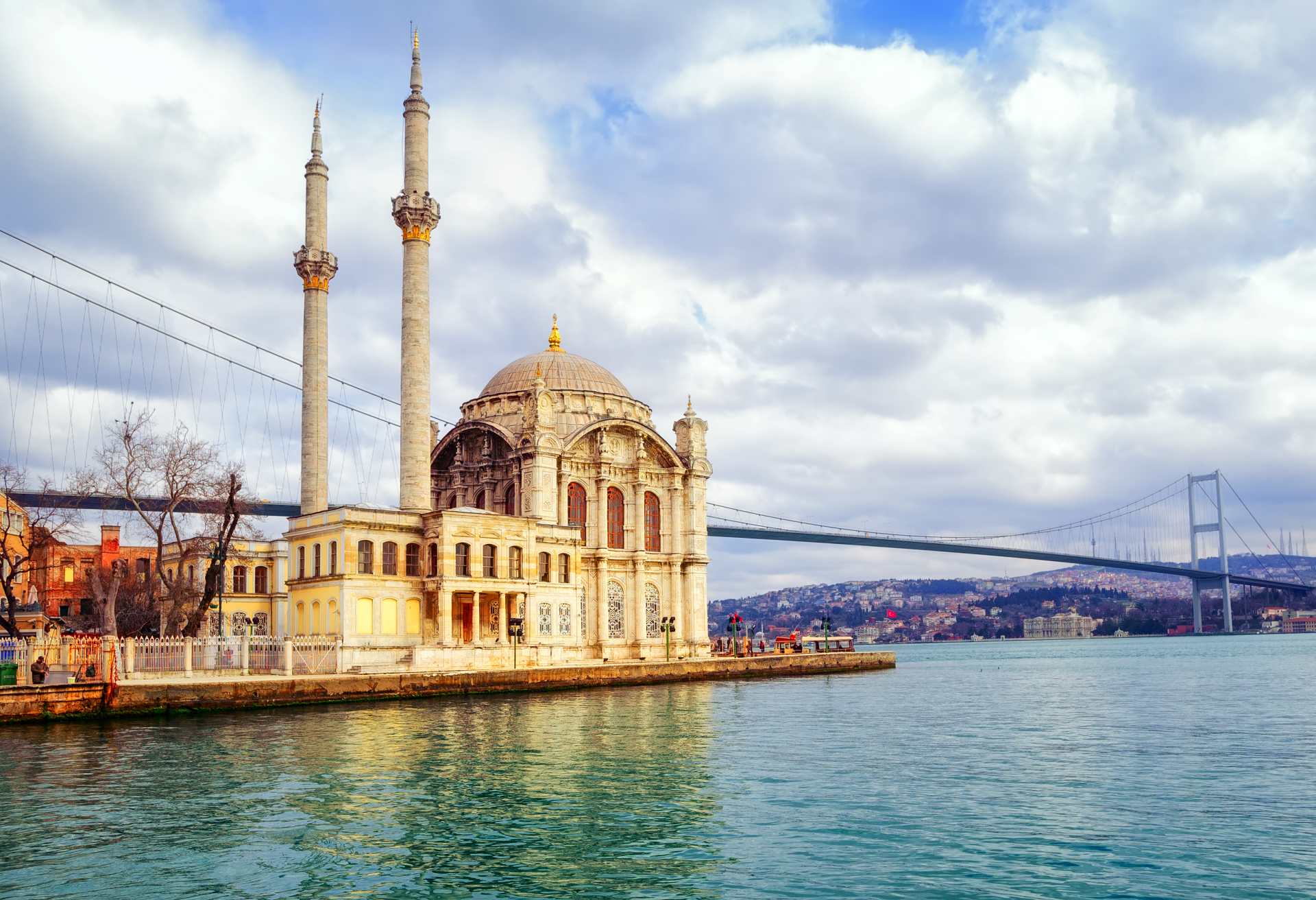 Ortakoy mosque and Bosphorus Bridge, Istanbul, Turkey