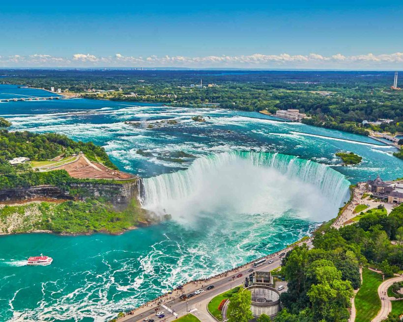 Horseshoe falls with boat,Niagara Falls