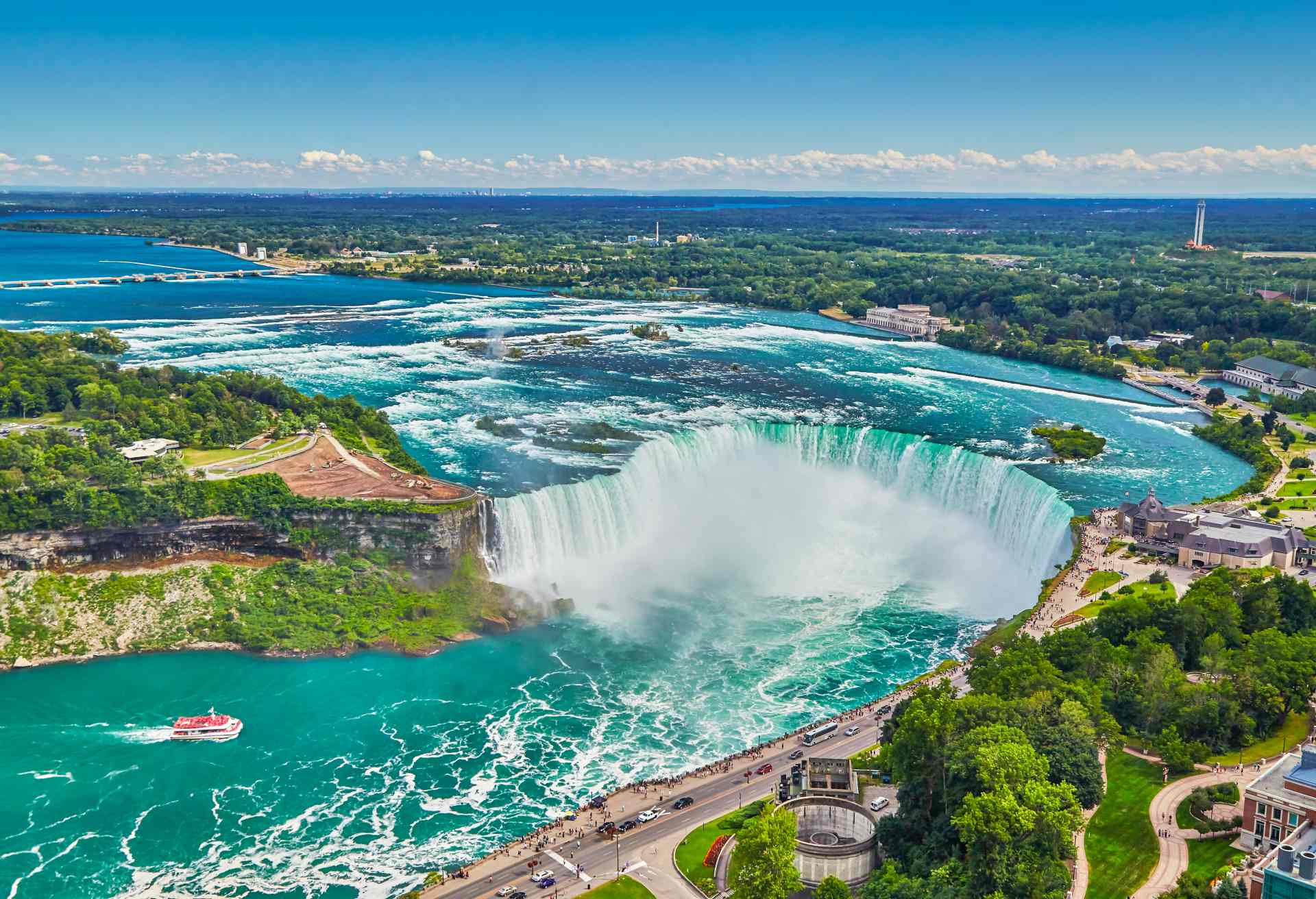 Horseshoe falls with boat,Niagara Falls