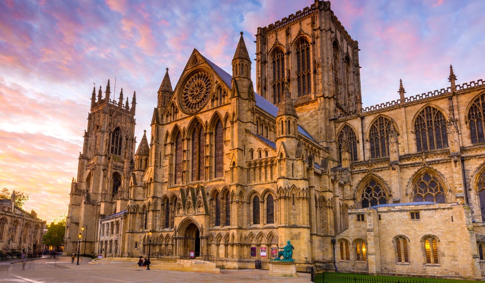 York Minster at sunset in the city of York