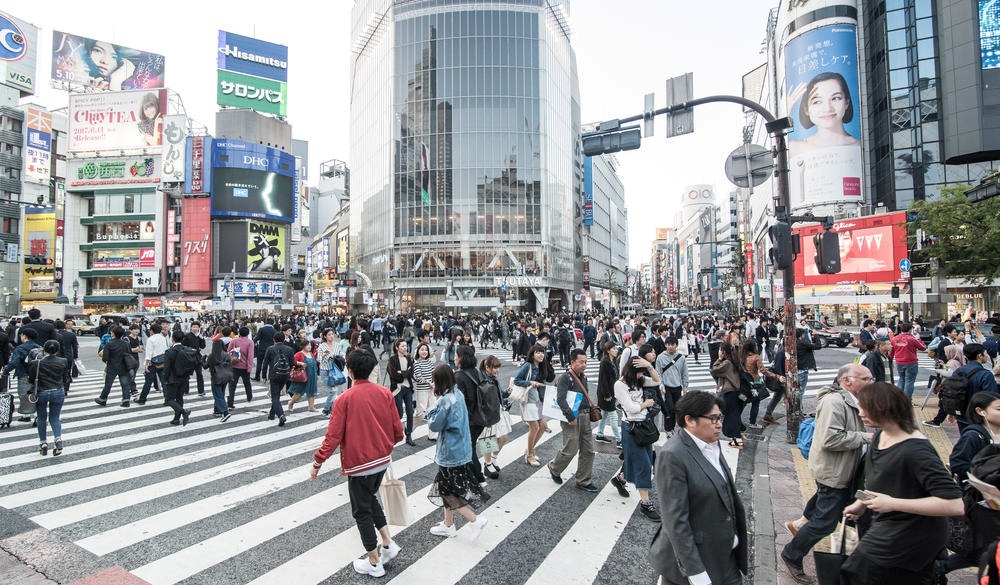 Famous crowdy Shibuya crossing