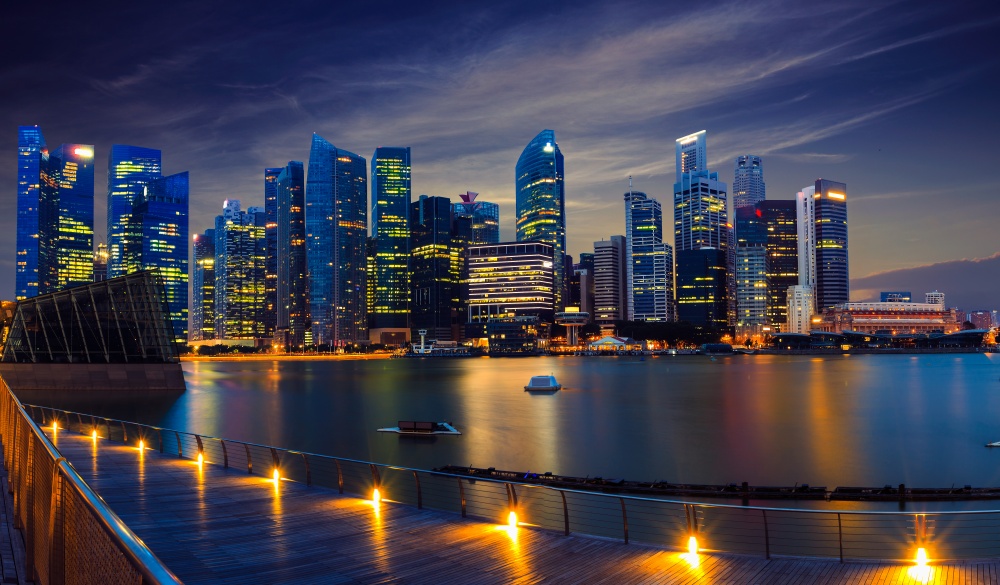 Cityscape Singapore at Night Concept