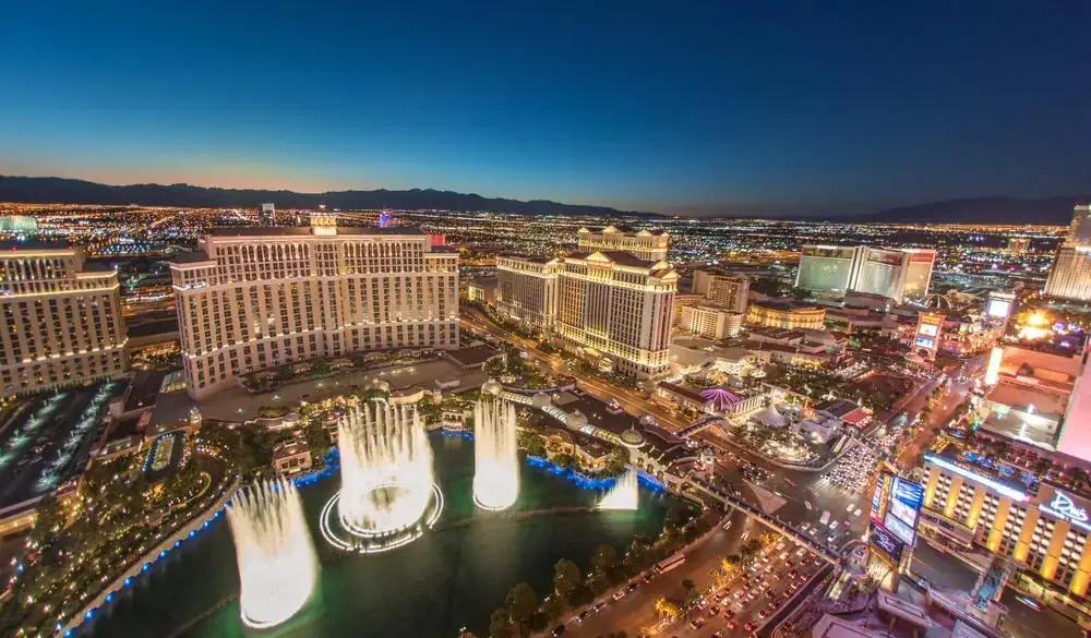 Wide Angle shot of the Las Vegas Strip at Sunset