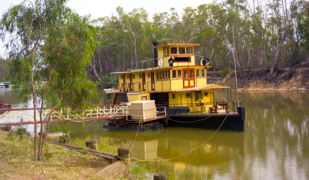 Echuca paddle steamer, situated on the banks of the Murray river in Victoria it prides as having more paddle steamers than any where in Australia.; Shutterstock ID 775052917