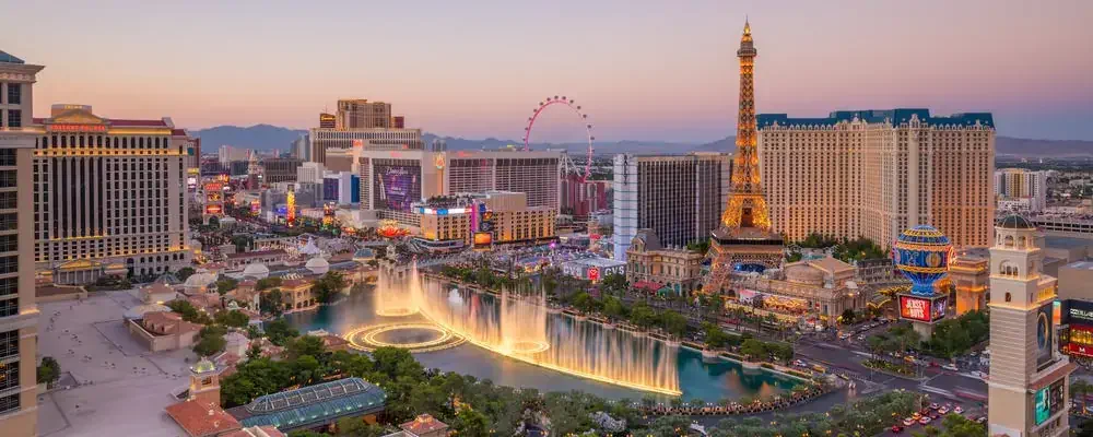 LAS VEGAS, USA - JULY 14 : World famous Vegas Strip in Las Vegas, Nevada as seen at night on July 14, 2016 in Las Vegas, USA