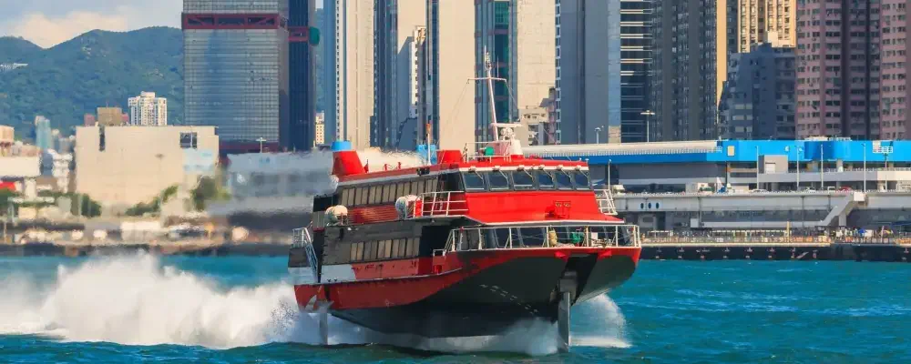 Speedboat is a passenger boat between Hong Kong and Macau.; Shutterstock ID 1605241204