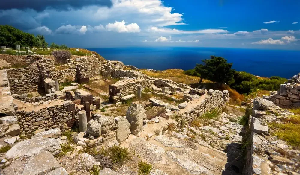 Greece. Cyclades Islands - Santorini (Thira). The excavations of Ancient Thera (Thira) on the hill Mesa Vouno -