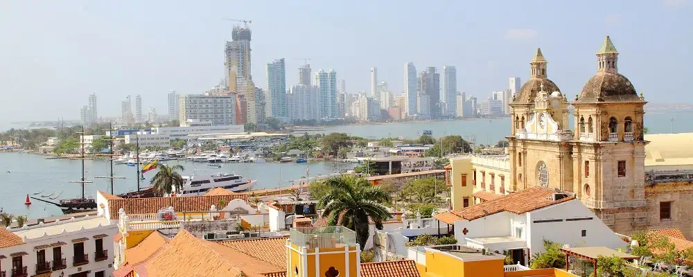 Cartagena, Colombia skyline. Historic city center, bocagrande and port